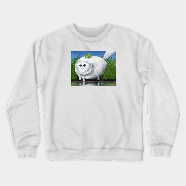 Fat Cat and his Frog Crewneck Sweatshirt by Marlene's cats